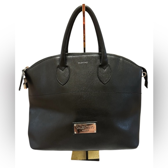 Valentino by Mario Valentino EUC Black Saffiano Leather Bravia Dome Satchel COA - Picture 1 of 17